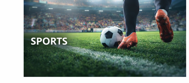 Sports banner showing football and global sports events